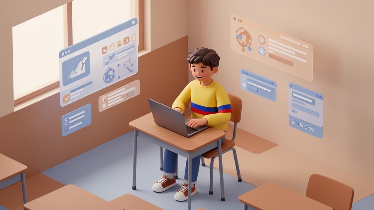 Ilustración de educación digital en Colombia con Monteo Tool