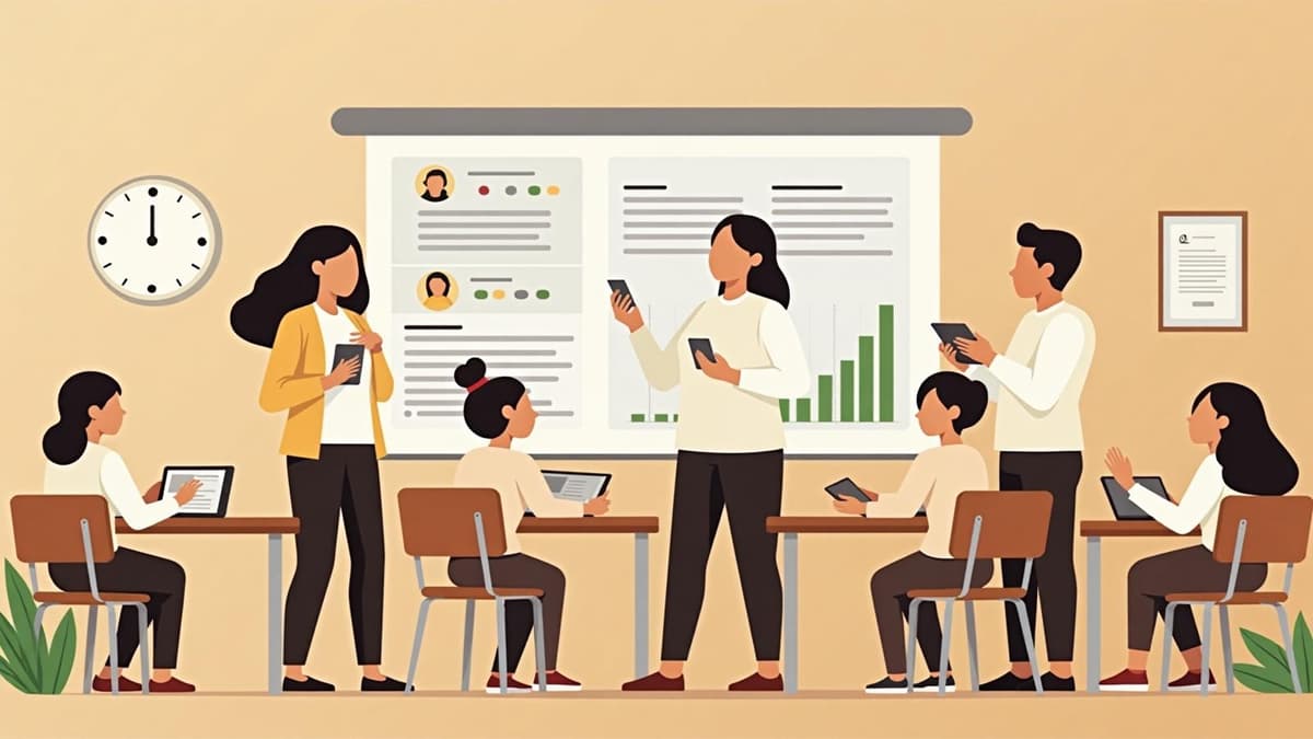 Ilustración de gestión digital de documentos educativos